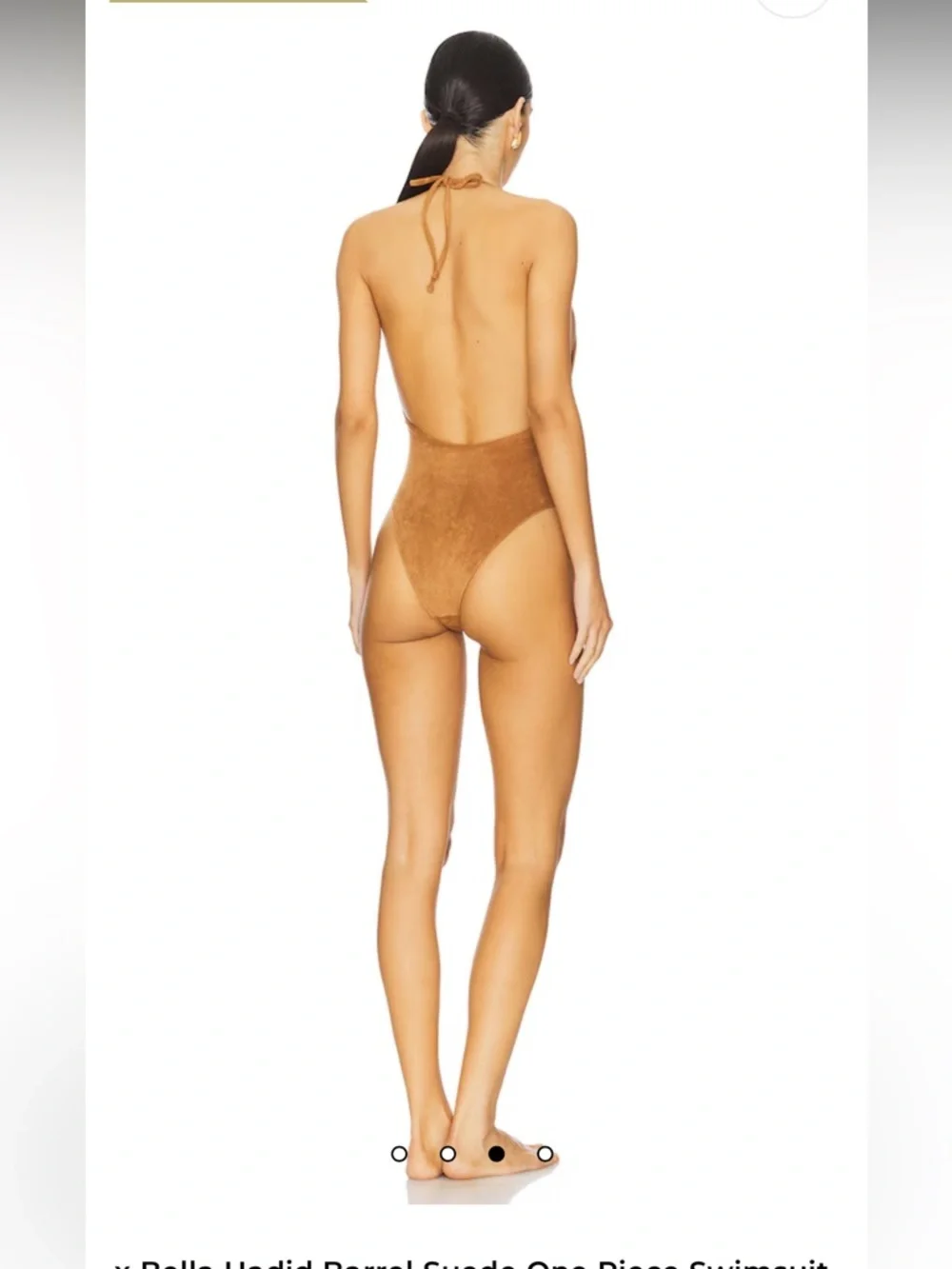 Frankie’s Bikinis x Bella Hadid Barrel Faux Suede One Piece Swimsuit- size M